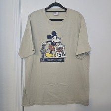 The Disney Store T-Shirt Men's XL Tan Vintage Made in USA Mickey Mouse Logo