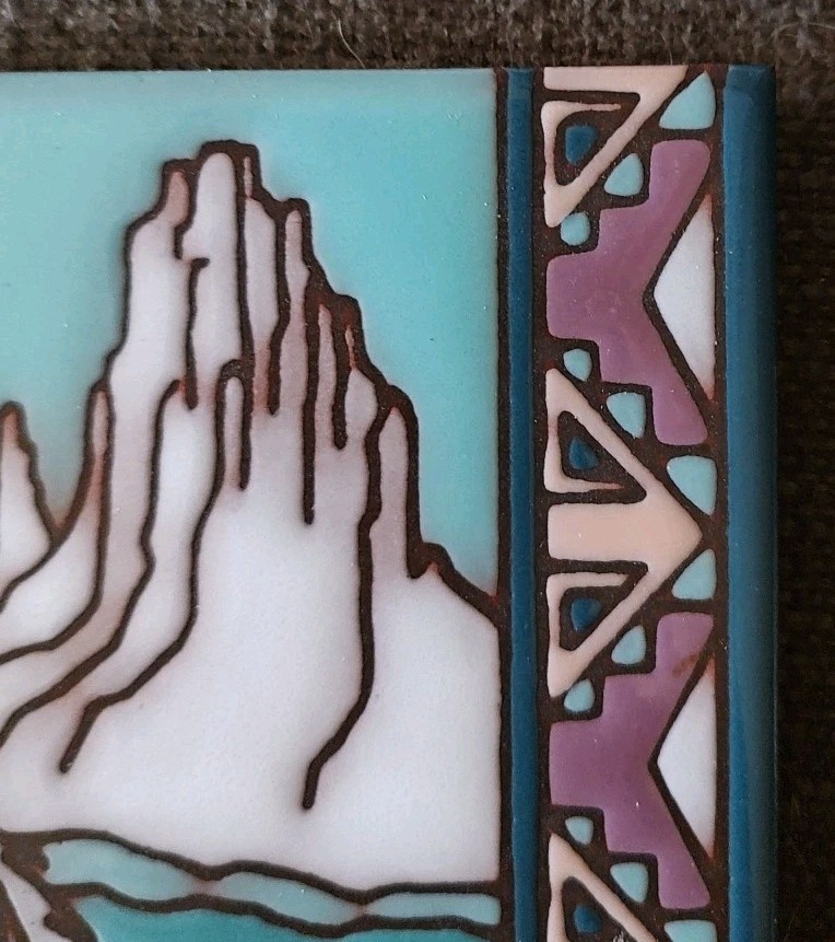 Vintage (1990) EARTHTONES Southwestern Decorative Ceramic Tile"End of the Trail"