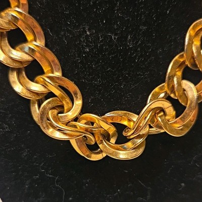 Monet Signed Vintage Gold Tone Double Chunky Oval Link Statement Chain