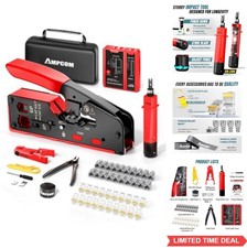 RJ45 Crimp Tool Kit Pass Through Ethernet Tester 110 Punch Down Cat6 Cat5e
