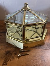 Vintage Brass Flush Mount Octagonal Beveled G...
