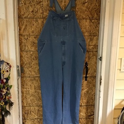 HISEA Men Denim Bib Overalls Relaxed Fit Workwear Jumpsuit Dungarees 50x32