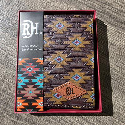Red Dirt Hat Co RDL Logo Mens Genuine Leather Trifold Wallet Aztec 23111897W5