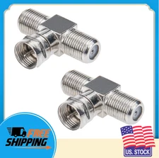 2-Pack Coax Cable Splitter 1 Male to 2 Female T Adapter, TV Antenna RG6 F-Type