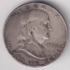 1954 D BEN FRANKLIN HALF DOLLAR 90% SILVER DENVER .50¢ UNITED STATES USA