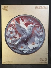 3D Hummingbird Wood Puzzle by Purdicra - NEW/SEALED in Wood Box
