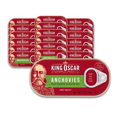 King Oscar Anchovies Fillets in Olive Oil, 2 Ounce Cans (Pack of 18) Wild Caught