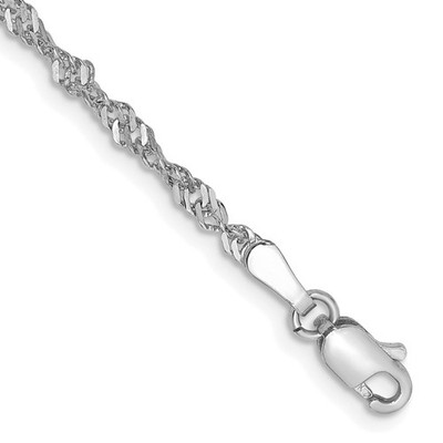 14K Weißgold 2,0 mm Singapur Kette Armband Geschenk 7'' Geschenk für Mutter