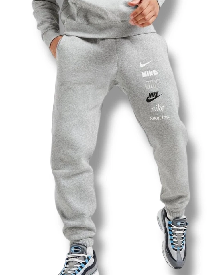 Nike Tracksuit Set DX0783-063 Gray Fleece Hoodie + Joggers | Multi Logo | S M L - Image 3 of 4