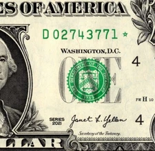 2021 D Star Note One Dollar Bill Regular Run Pack Note D02743771* UNC