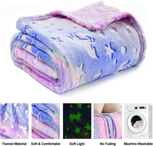 Unicorn Glow in The Dark Blanket, Unicorn Blanket for Girls/Kids Birthday Gift - Picture 4 of 106