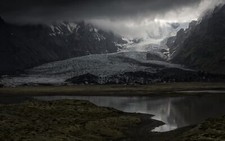 Landscape nature glacier clouds fjord mountains snowy Custom Gaming Mat Desk