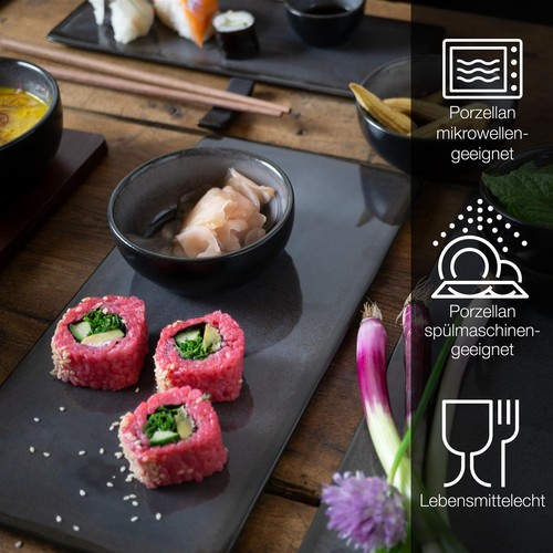 Sushi Set Geschirr Service Sushigeschirr Teller Schüssel Dip Schale Japan Grau - Bild 4 von 9
