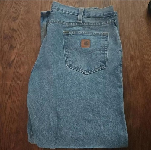 Carhartt Trousers Men's 38x30 Relaxed Fit Workwear Denim Blue - Picture 2 of 8