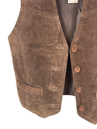 Kathy Ireland Suede Leather Vest Brown Button Equestrian County Vintage Small - Picture 7 of 14