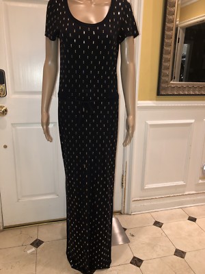 navy and gold maxi dress