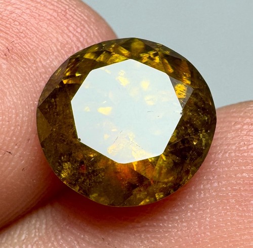 Titanite Sphene With Fire Inclusions Round Cut Loose Gemstone @PAK. 4.9 Carat - Picture 11 of 20