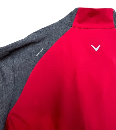 Pullover Callaway Swing Tech para hombre XL rojo/gris 1/4 cremallera ligero cortavientos de golf - Imagen 3 de 9
