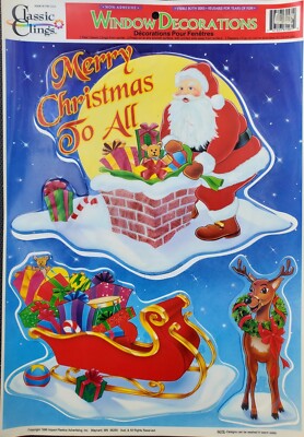 Vtg 1996 Magic Window Cling Christmas Decoration Santa Claus Mello Smello 17x12''