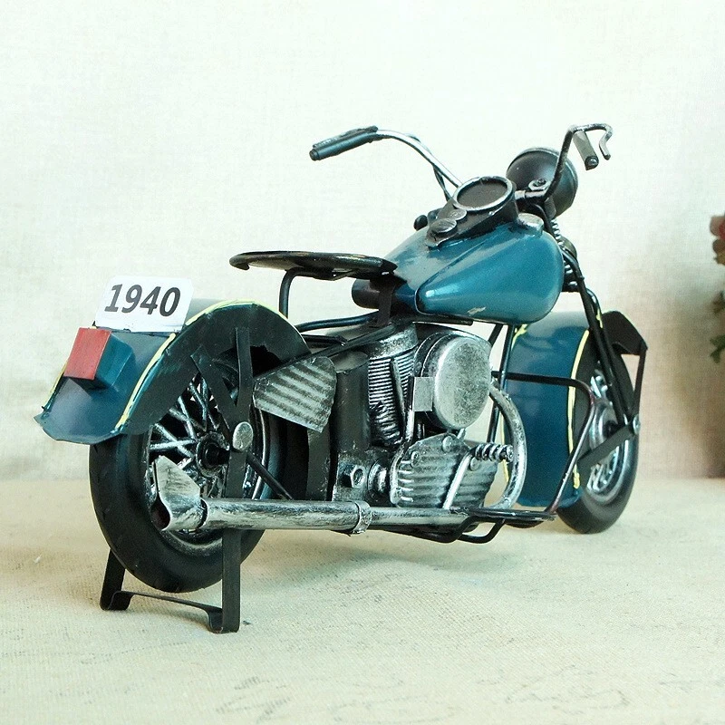 Vintage Handmade Iron Motorcycle Model Collectible Metal Motorbike Sculpture Toy - Image 3 of 4