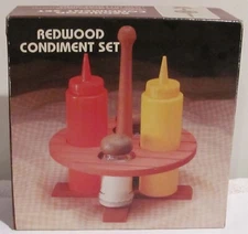 K-Mart Redwood 5 Piece Condiment set (NEW in box)