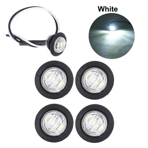 White 4x 12V/24V Car Truck Trailer Small Round LED Button Marker Light - Picture 23 of 24