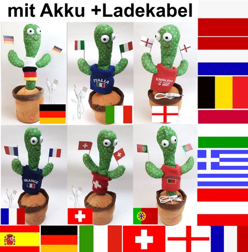 tanzender Laber Kaktus Deutschland Trikot Fußball EM Italien Schweiz Flagge