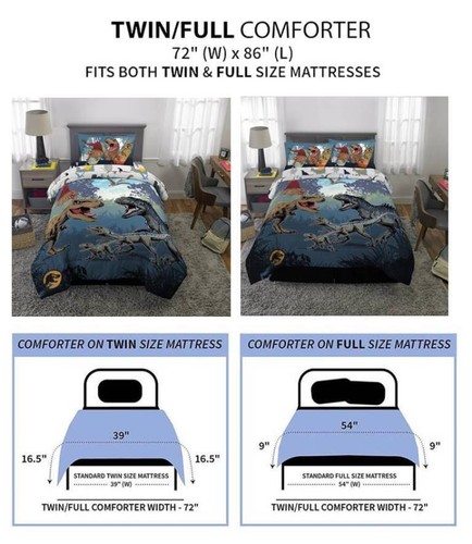 Jurassic World "Dinosaur Prowl" Kids Reversible Bed Set-AB07V33WD782 - Picture 13 of 13