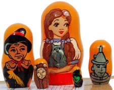 5pcs Hand Painted Russian Nesting Doll of The Wizard of Oz (4 inches tall)