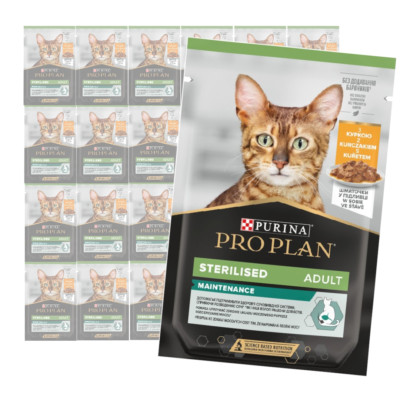 Purina Pro Plan Adult Sterilised Maintenance 24x85g Katzenfutter Hähnchen Sauce