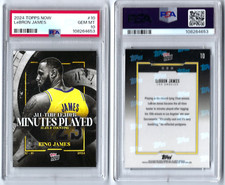 LEBRON JAMES 2024 TOPPS NOW ALL TIME LEADER MINUTES PLAYED CARD 10 PSA 10 GEM MT