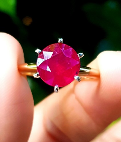 5ct Natural Red Ruby Solitaire Solid 14K Yellow Gold Ring Wedding Engagement - Picture 2 of 10