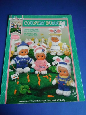 Country Bunnies [Fiber Craft FCM 417] Häkel sonnige Outfits für 5,5'' 4,5'' Puppen
