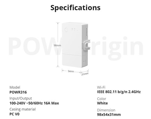 Sonoff POWR316 Origin 16A WiFi Smart Switch mit Verbrauchsmessung Smart Home - Bild 24 von 24