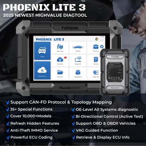 BIG SALE! TOPDON Phoenix Lite3 PRO+ ECU KEY Coding Scanner Car Diagnostic Tool - Picture 3 of 19