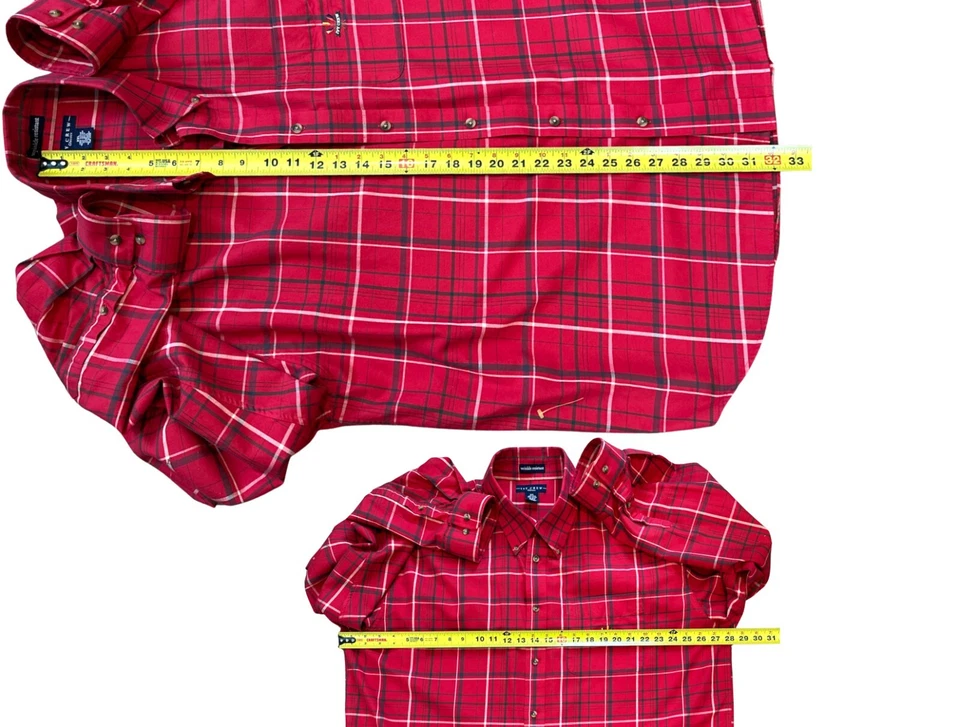 Ivy Crew Classics Men's Red Plaid Shirt Button Wrinkle Resistant Long Sleeve 2XL - Image 3 of 4