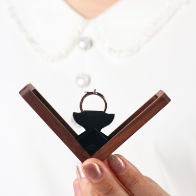 Wedding Engagement Ring Box for Proposal Wooden Slim with