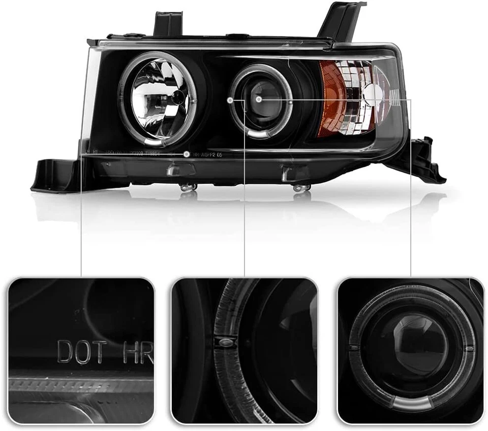 2004-2006 Scion xB bB 1NZ-FE 2NZ-FE Black Halo Angel Eye Projector Headlight Set - Image 4 of 4