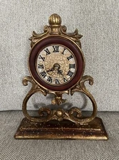 Decorative Quartz Tabletop Clock Burgundy With Gold Speckled European Retro Look