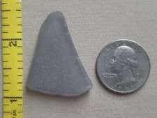 GENUINE BEACH SEA GLASS SURF TUMBLED SILVER GRAY GREY LARGE FROSTED PENDANT E1