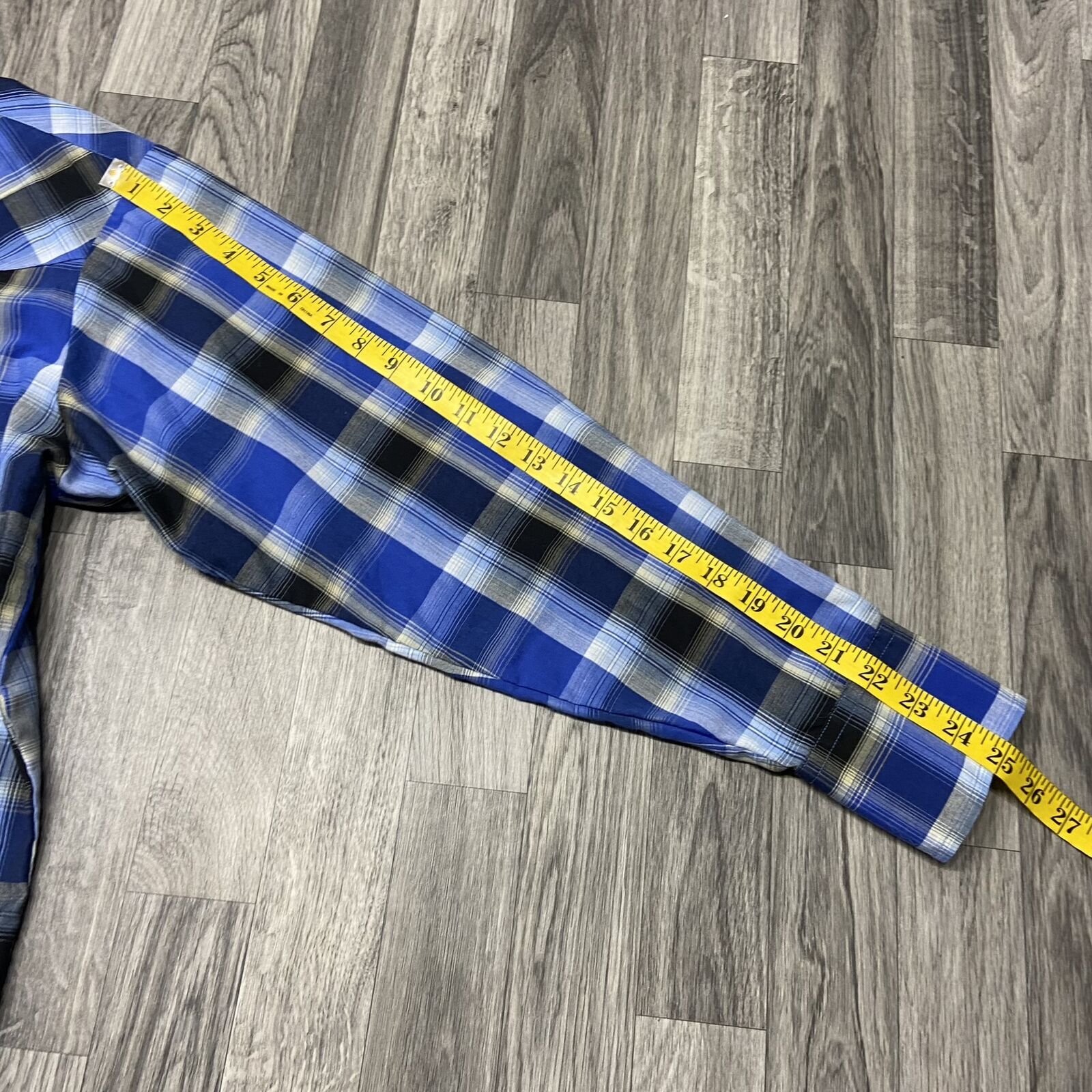 ELY CATTLEMAN Button Down Collared Blue Plaid Cas… - image 8