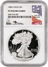1986 S $1 Proof Silver American Eagle NGC PF70 UC John Mercanti Signature Label