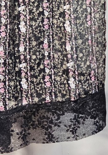 VTG Peasant Maxi Dress T&Co. Size 10 Black Pink Floral Sheer Lace Cottagecore - Picture 9 of 19