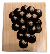 Stampin Up Cluster of Grapes Fruit Wooden Rubber Stamp