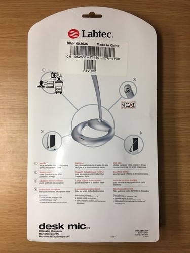Labtec Desk Mic 524 - Voice/Video Chat, Gaming, Speech Recognition - NEW - Picture 3 of 5