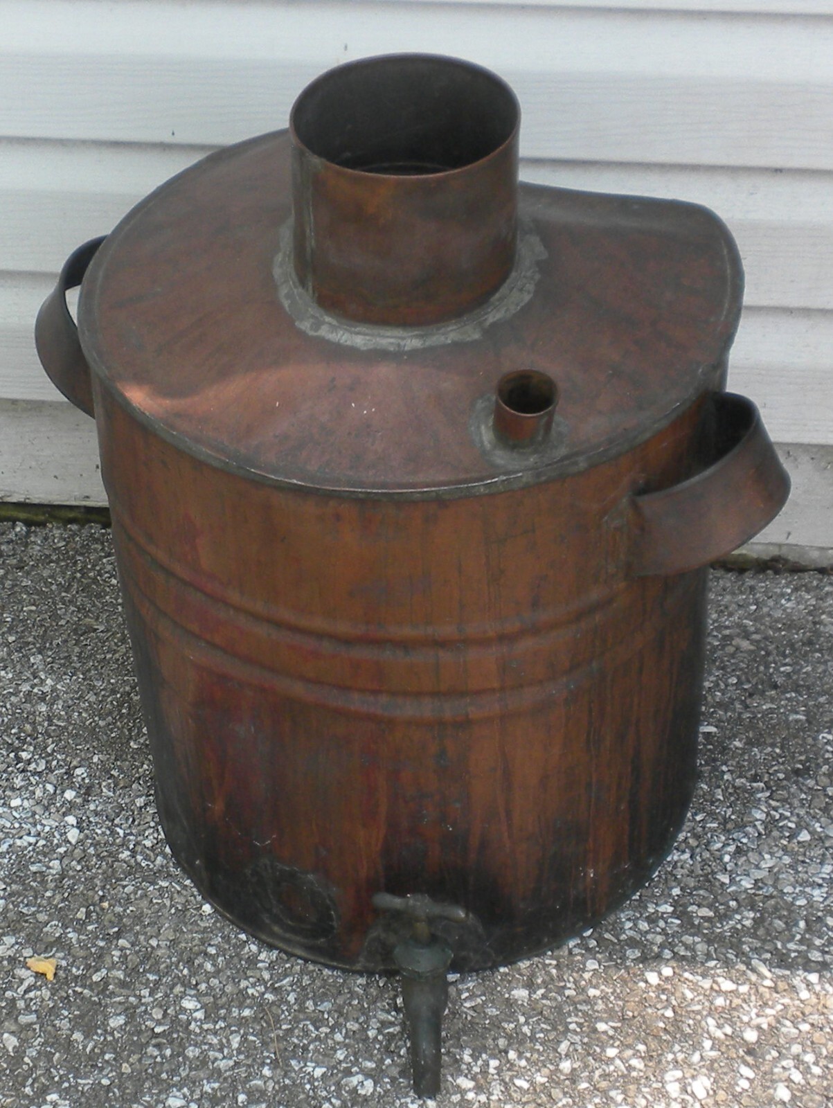 very old used copper moonshine still primitive 16 x 23 inches w spigot primitive