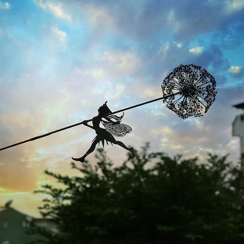 Flower Fairy Dancing with Dandelion Garden Art Stainless Steel Statue Ornaments - Picture 21 of 34