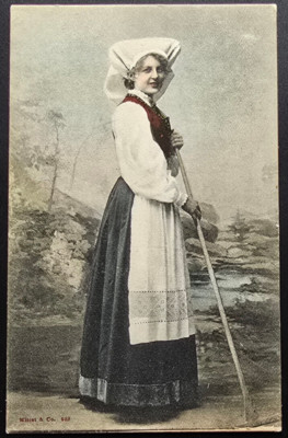 Norway Postcard - Woman in Traditional Folk Costume - Mittet & Co. #503