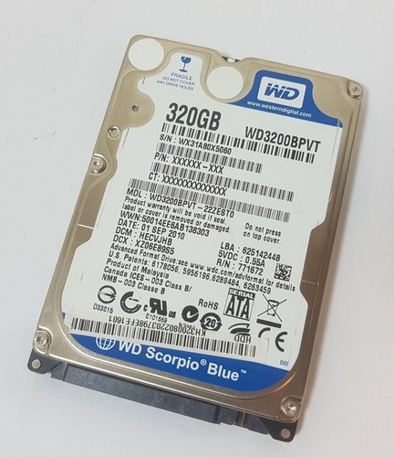 320GB Western Digital WD3200BPVT-22ZEST0 SATA 2,5" Notebook Festplatte
