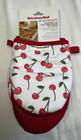 Kitchenaid Mini Oven Mitts (2) Cherries 5.5" X 8" White Red Green Nip